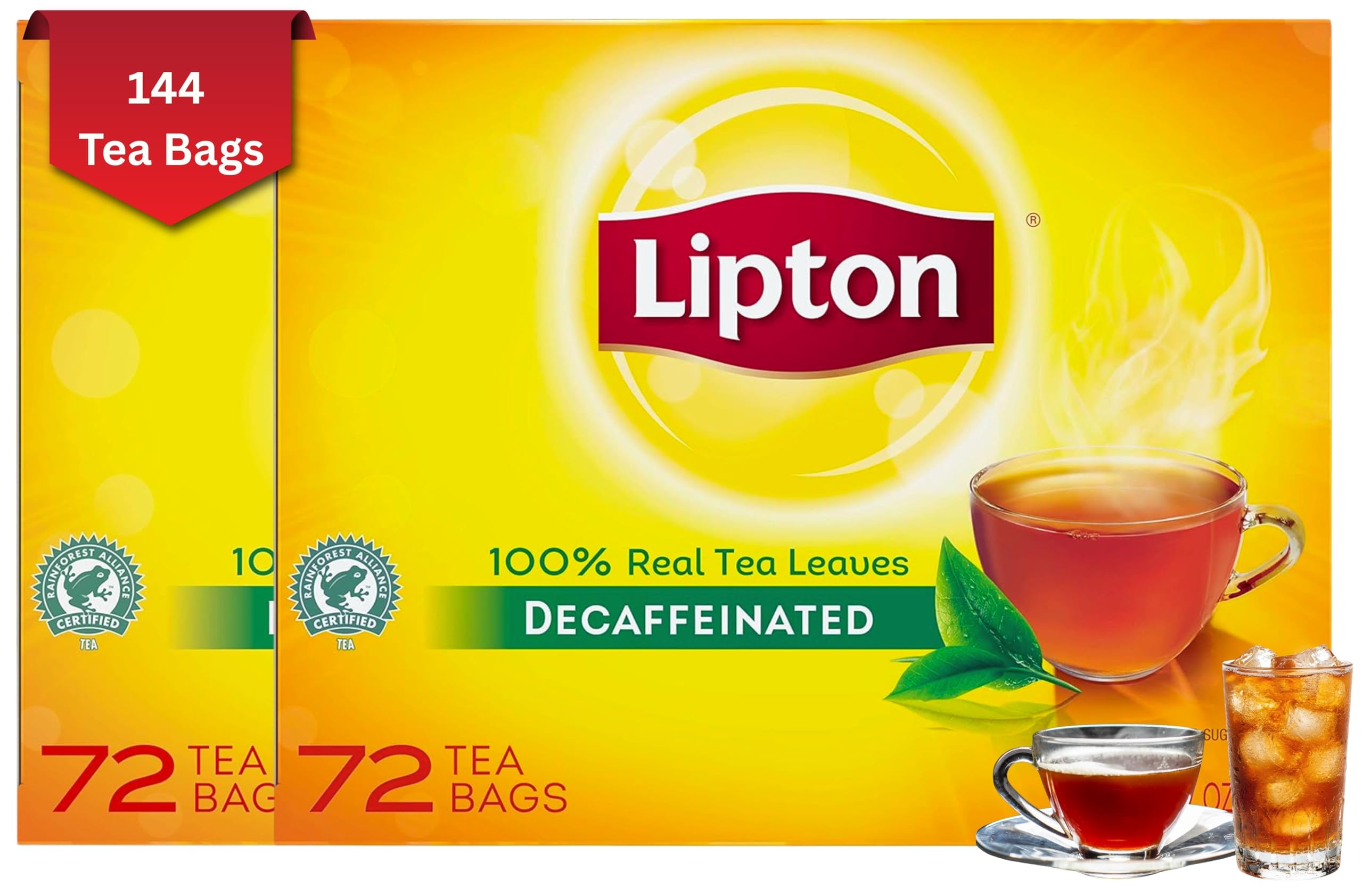 Lipton Decaffeinated Black Tea Bags, (72 x 2 Pack) 144 count
