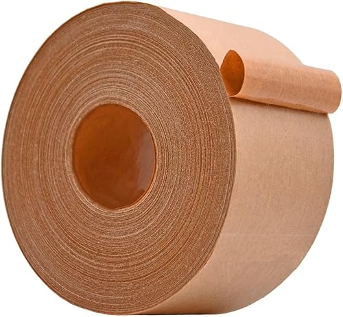 WOD WATWTH - Cinta de papel kraft ecológica color marrón engomado, 3 pulgadas x 450 pies (paquete de 1) cinta de envío activada por agua para cajas