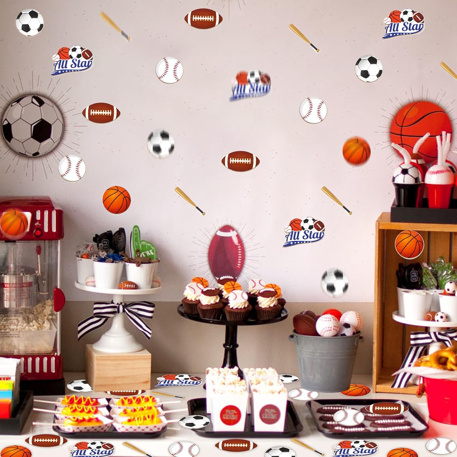200 Pcs Sport Themed Confetti, Basketball Baseball Soccer Football Table Decorations, All Star Paper Sports Themed Birthday Party Supplies, Baby Shower Decorations for Boys