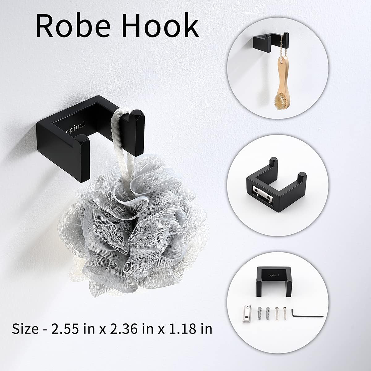 Wееklу Tор Sаlе Opiucl Bathroom Hardware Set - 4 Pieces Matte Black Stainless Steel Bathroom Towel Rack Accessories Kits Include Hand Towel Bar, Towel Holder, Robe Towel Hook, Toilet Paper Holder, Wall Mounted