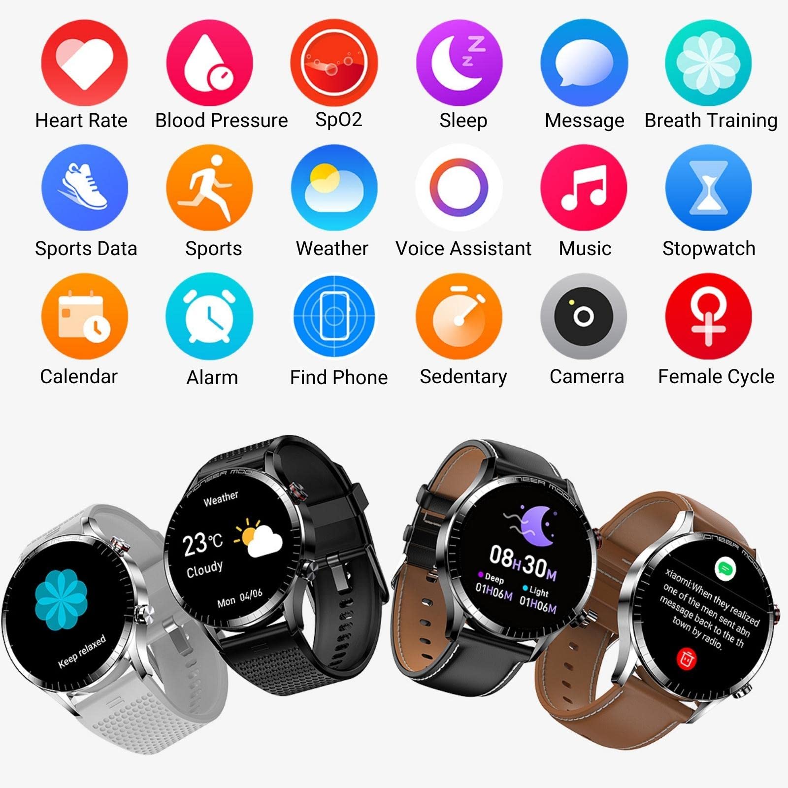 Inteligentny zegarek Answer Make Call, 3.8 cm AMOLED Smartwatch do telefonów z systemem Android i iOS z połączeniami/wybieraniem Bluetooth, śledzeniem aktywności fitness, monitorowaniem snu