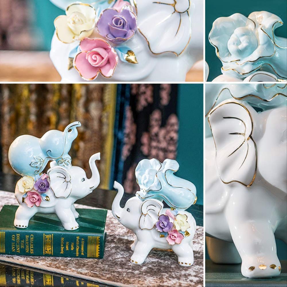 Estatuas de Elefante de cerámica, Adornos Decorativos para el hogar, decoración de Feng Shui Chino, atraen Riqueza y Buena Suerte