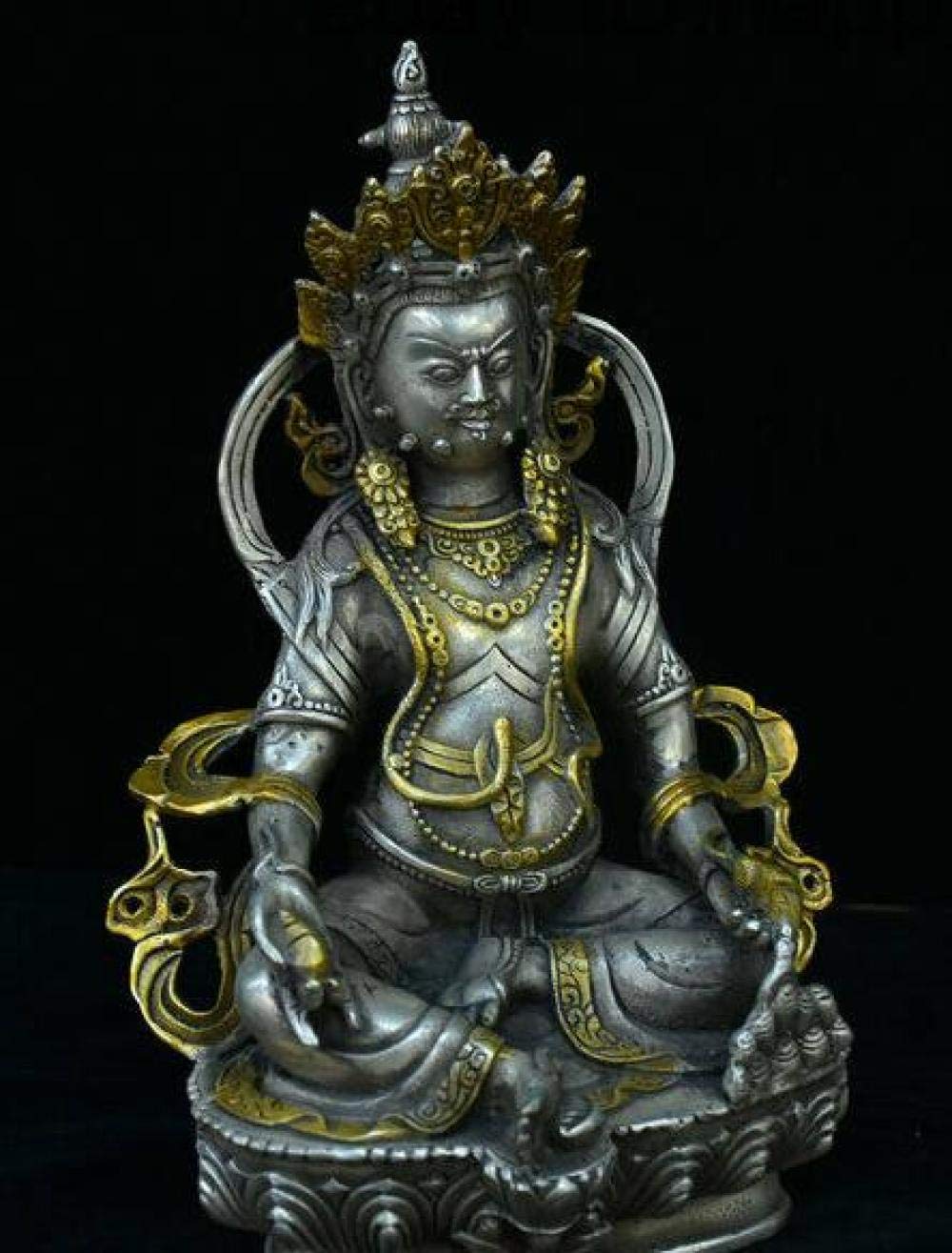 FENGWXINW Escultura de cabeça estátua budismo prata mammon riqueza