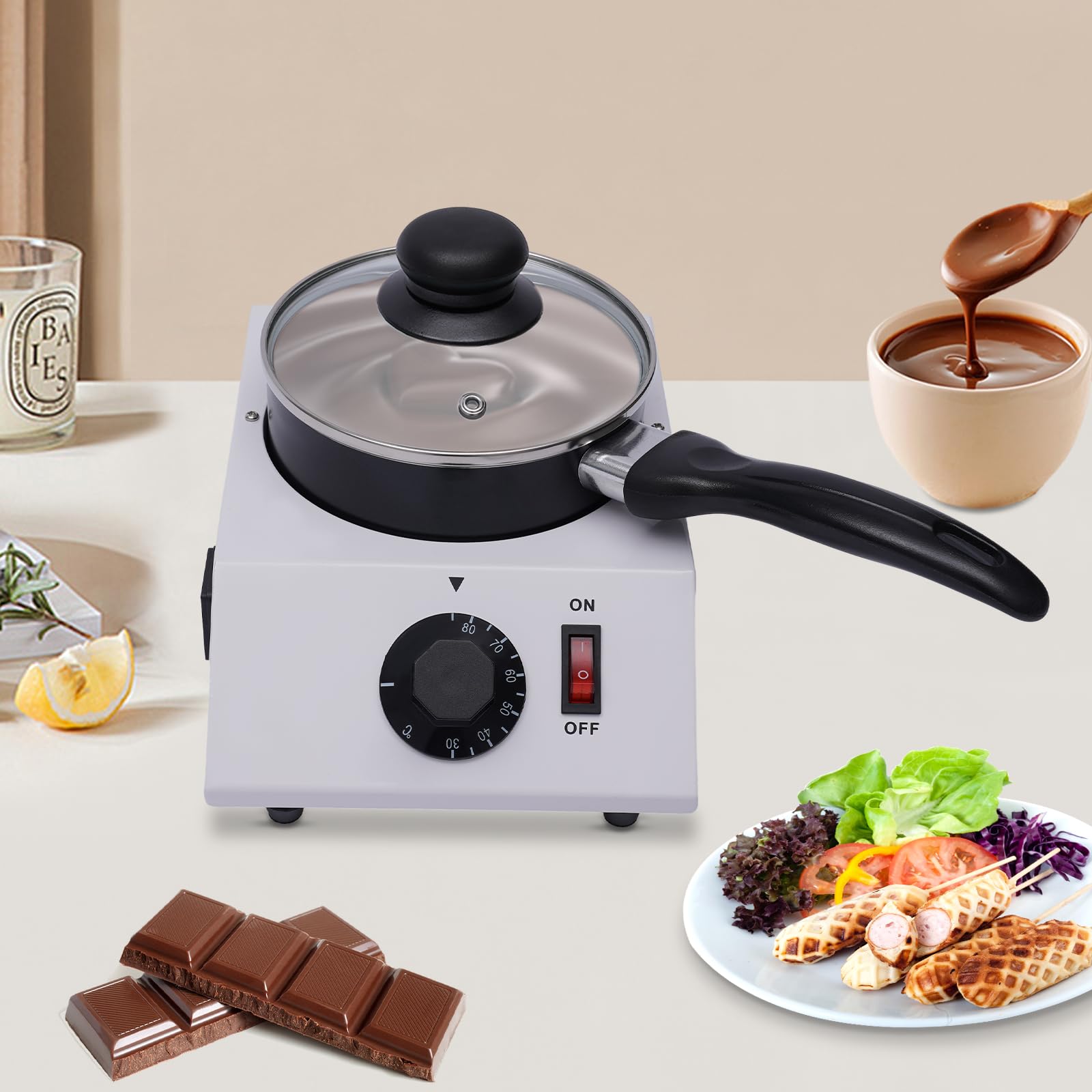 Fondeur de chocolat électrique YUNRUX Machine à fondre le chocolat Machine à fondre Bonbons Creuset Chocolat Outil de cuisine Chocolat Chaud Machine professionnelle Machine à fondre Machine à fondre