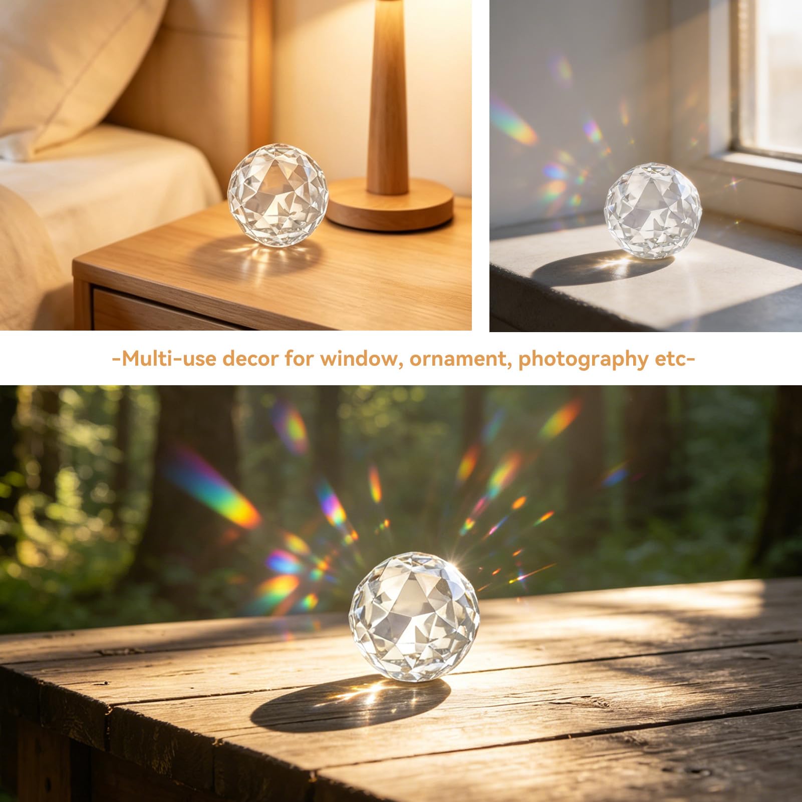 Boule de Cristal 80mm, Boule de Verre Clair Prismes pour Feng Shui, Divination, Décoration de Mariage ou Maison