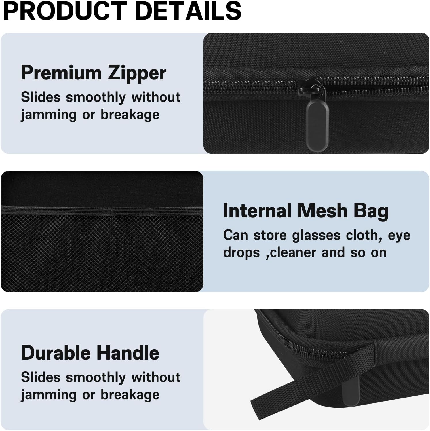 Travel Sunglasses Organizer Adjustable Slots Sunglasses Case for Multiple Pairs for Men and Women Black - Image 3