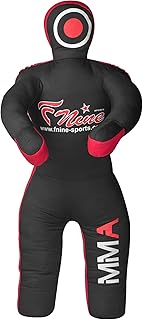 MMA Grappling Dummy, for Judo, Wrestling, Brazilian Jiu Jitsu, Submission and Throwing UNFILLED Canvas Bag (Black Red, 47 Inches (4 feet))