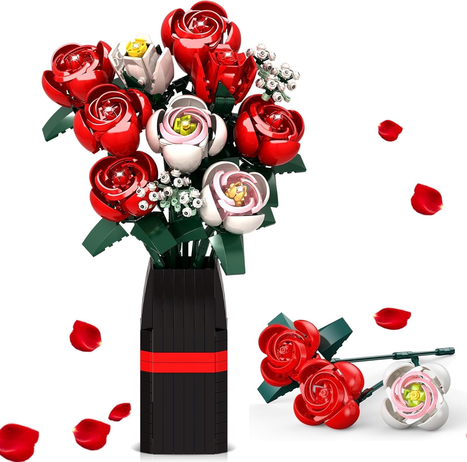 Amazon.com: EXCOUP Flower Bouquet Building Set, Artificial Roses