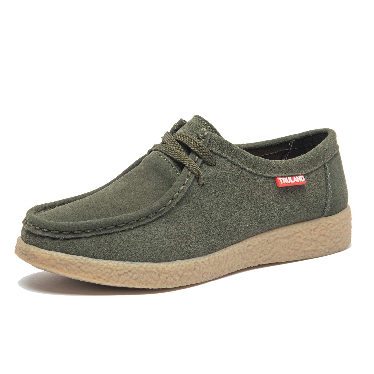 TRULAND Damen Schnürschuhe Mokassin – Wildleder Halbschuhe Wallabees