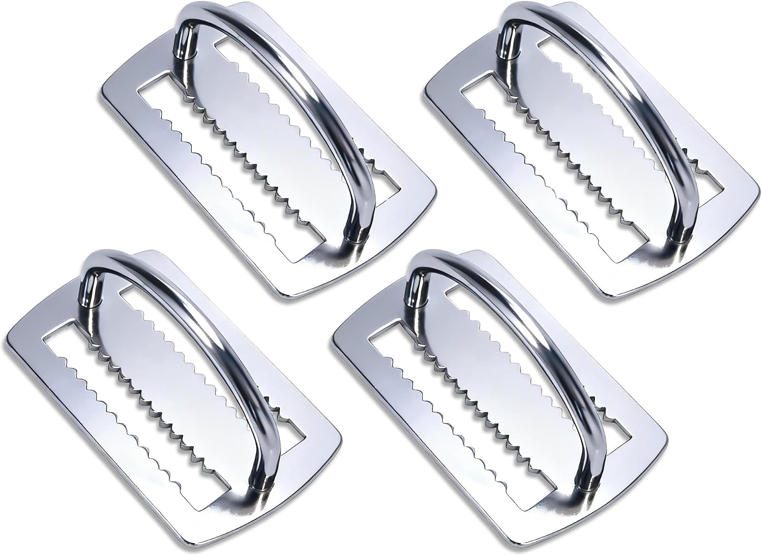 4 PCS Scuba Belt Keepers 316 Stainless Steel D Ring Scuba Weight Keepers | 2 inches Diving Webbing Belt Slide Stopper, Weight Retainer Clips with Teeth, for Standard 2 in/5cm Webbing Belts