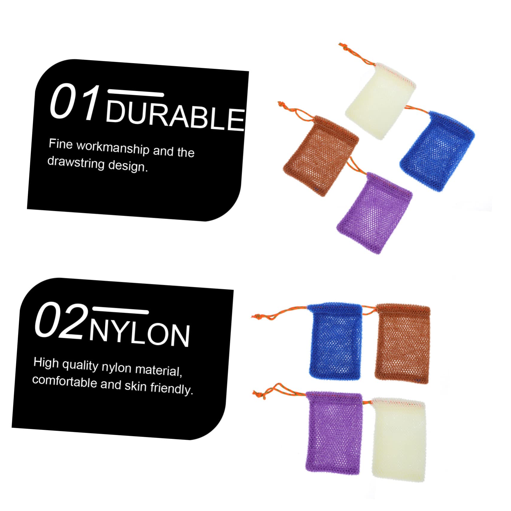 LIFKOME 4Pcs Soap Cleaning Pouch Practical Mesh Bar Soap Holder Bags Exfoliating Bath Cloth for All Ages Quick Dry Design