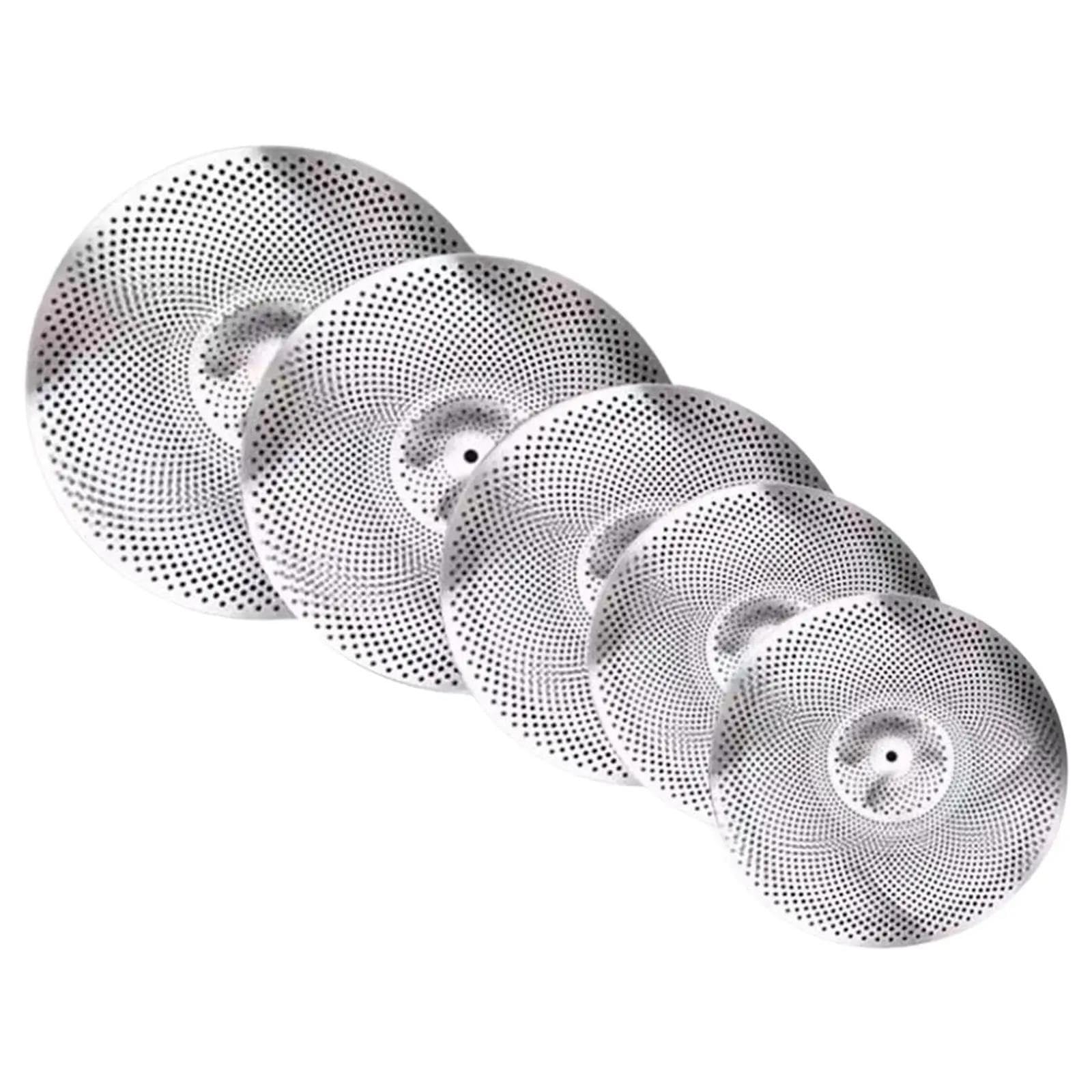 5-teiliges 14-Zoll-Hi-Hat-Becken + 16-Zoll-Crash-Becken + 18-Zoll-Rash-Becken + 20-Zoll-Ride-Becken mit geringer Lautstärke für Schlagzeug, Proberaum, Wohnung