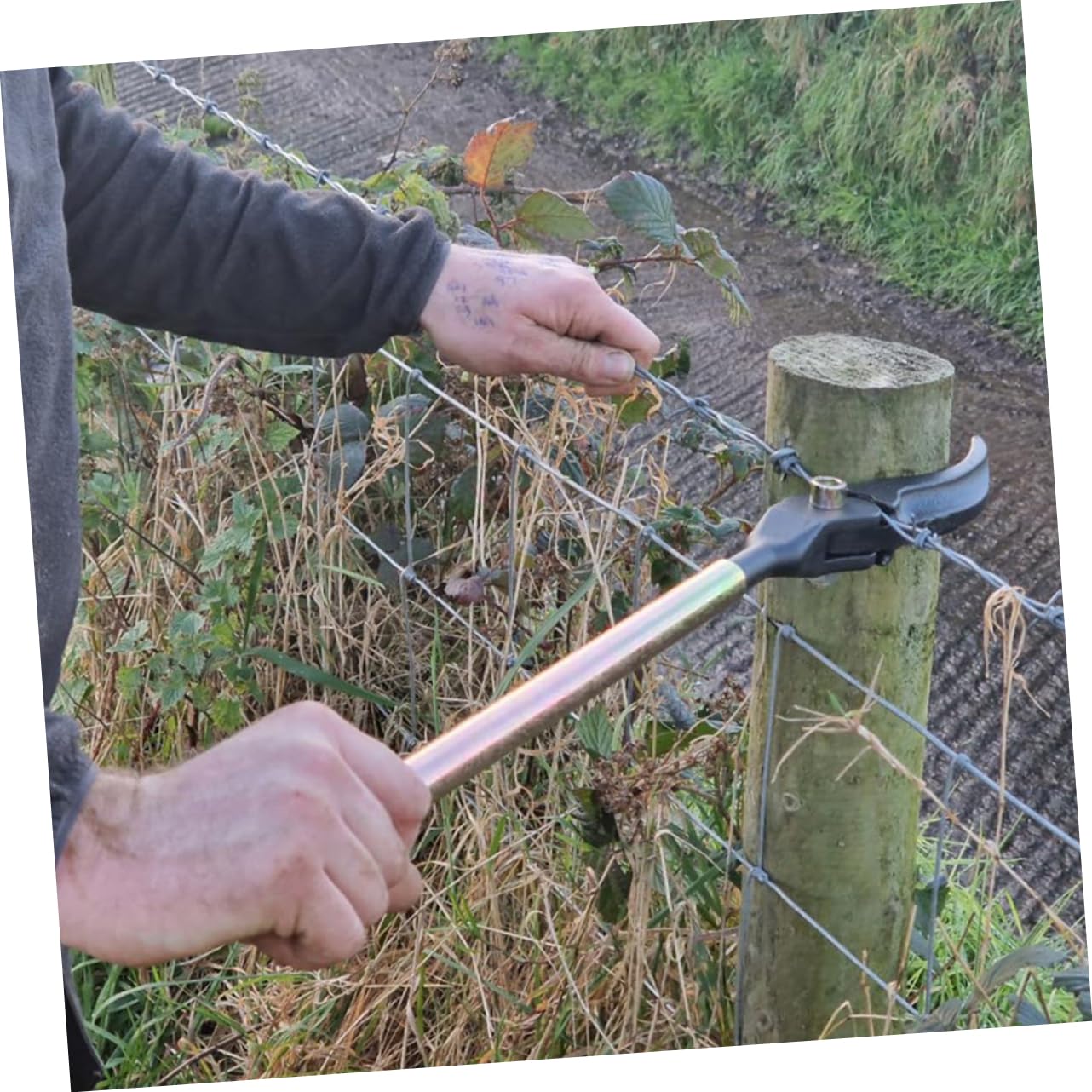 Abaodam Drahtspanner Für Gartenzäune Stacheldrahtzaunspanner Praktisches Drahtspanngerät Mit Langem Griff Tragbar Für Verschiedene Drahttypen