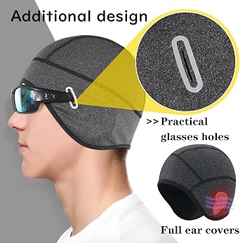 WOLFILIST Skull Cap Helmet Liner for Men Women Hard Hat Liner Winter Cycling Cap Under Helmet Thermal Fleece Beanie