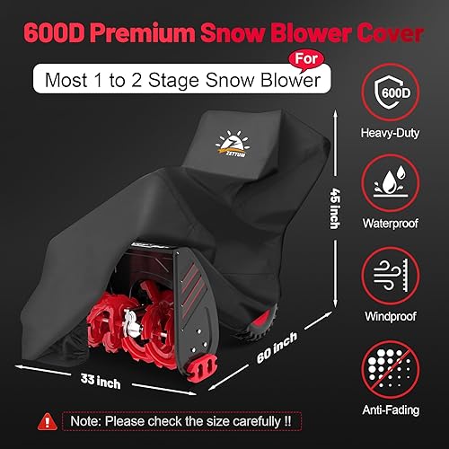 Miniatura 2 de Zettum Snow Blower Cover - 600D Snowblower Covers Waterproof Heavy Duty, Outdoor Snow Thrower Cover Universal Fit for EGO, Honda, Ryobi, Cub Cadet,