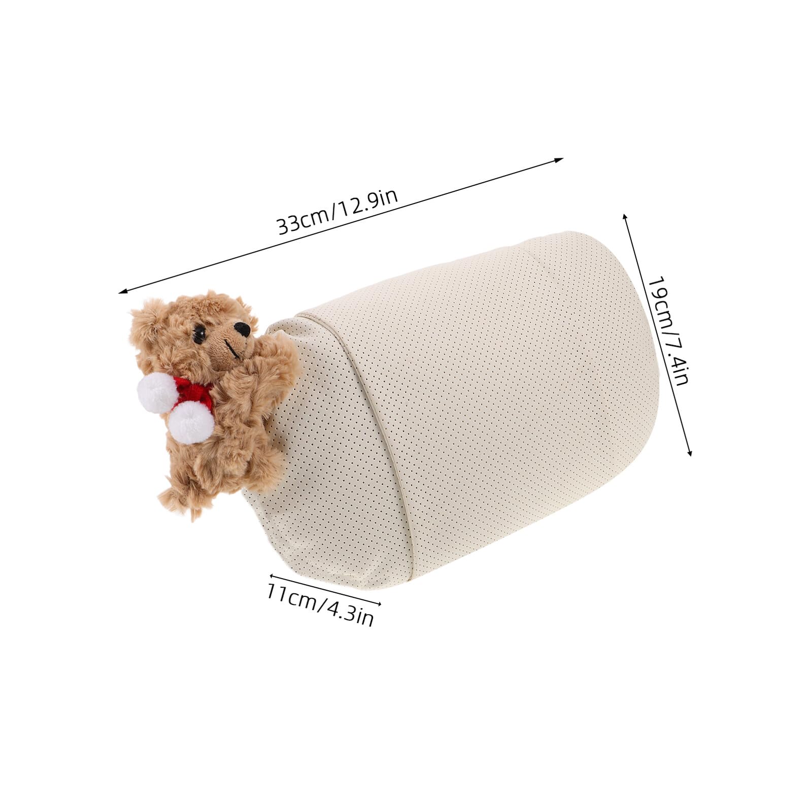 Almohada Coche, Reposacabezas Ergonómico Oso de Peluche Blanco