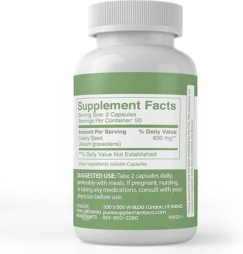 Miniatura 3 de Pure Original Ingredients Semilla de apio, (100 cápsulas) siempre pura, sin aditivos ni rellenos, verificado por laboratorio