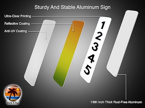 Miniatura 4 de Curb-N-Sign Placas verticales militares con números de dirección para buzón, pantalla de seda, 3 x 18 pulgadas, personalizadas, preperforadas,