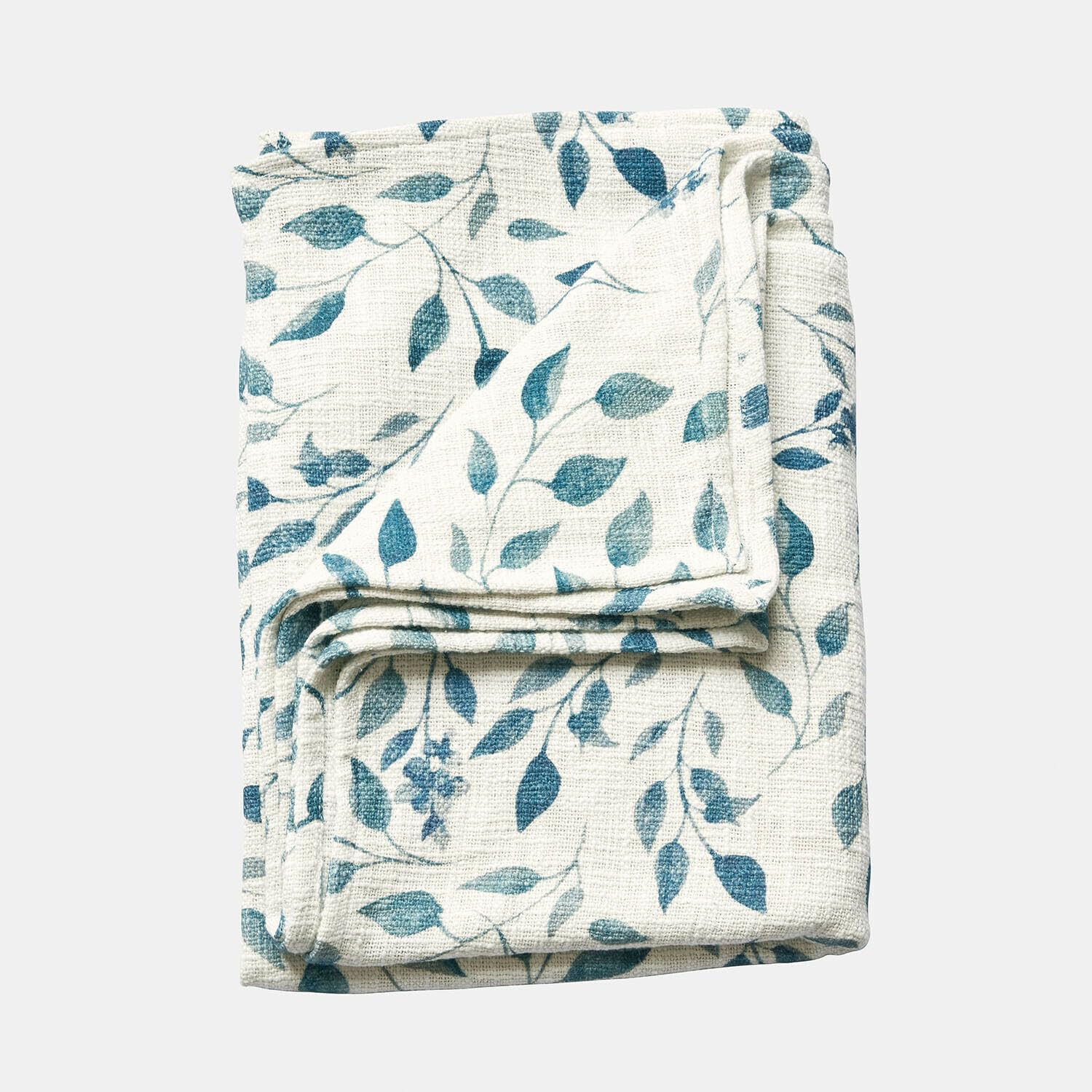 Plaid pur coton bleu et crème Loberon Ocevara jeté de canapé tissé couverture lit
