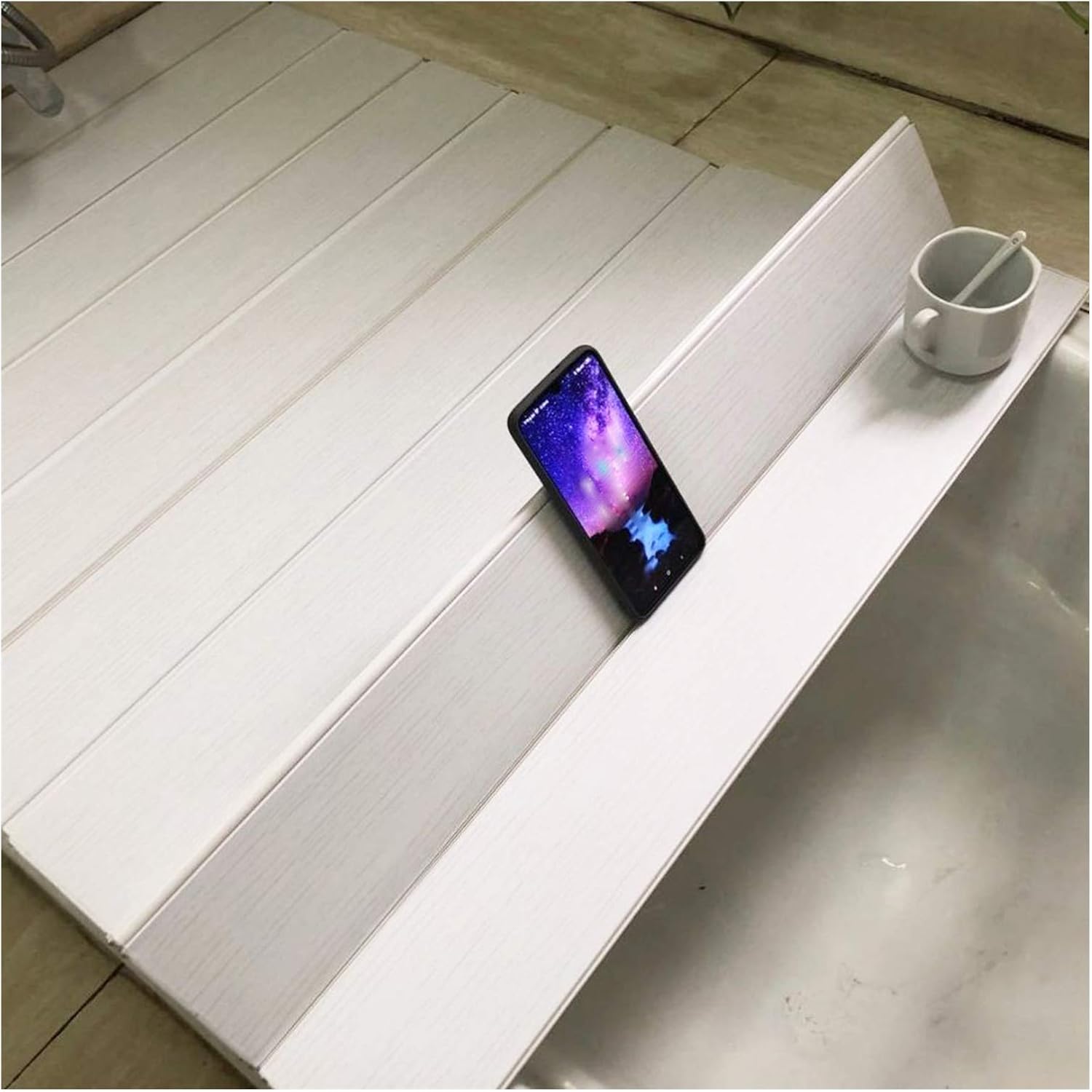 Bathtub Tray Folding Bathtubs Cover Panel Holder Baths Storage Rack Anti-dust Board for Place Mobile Phones Toiletries 18 Size (Color : White Size : 180cmX75cmX1.22cm) (White 105cmX75cmX1.22cm)