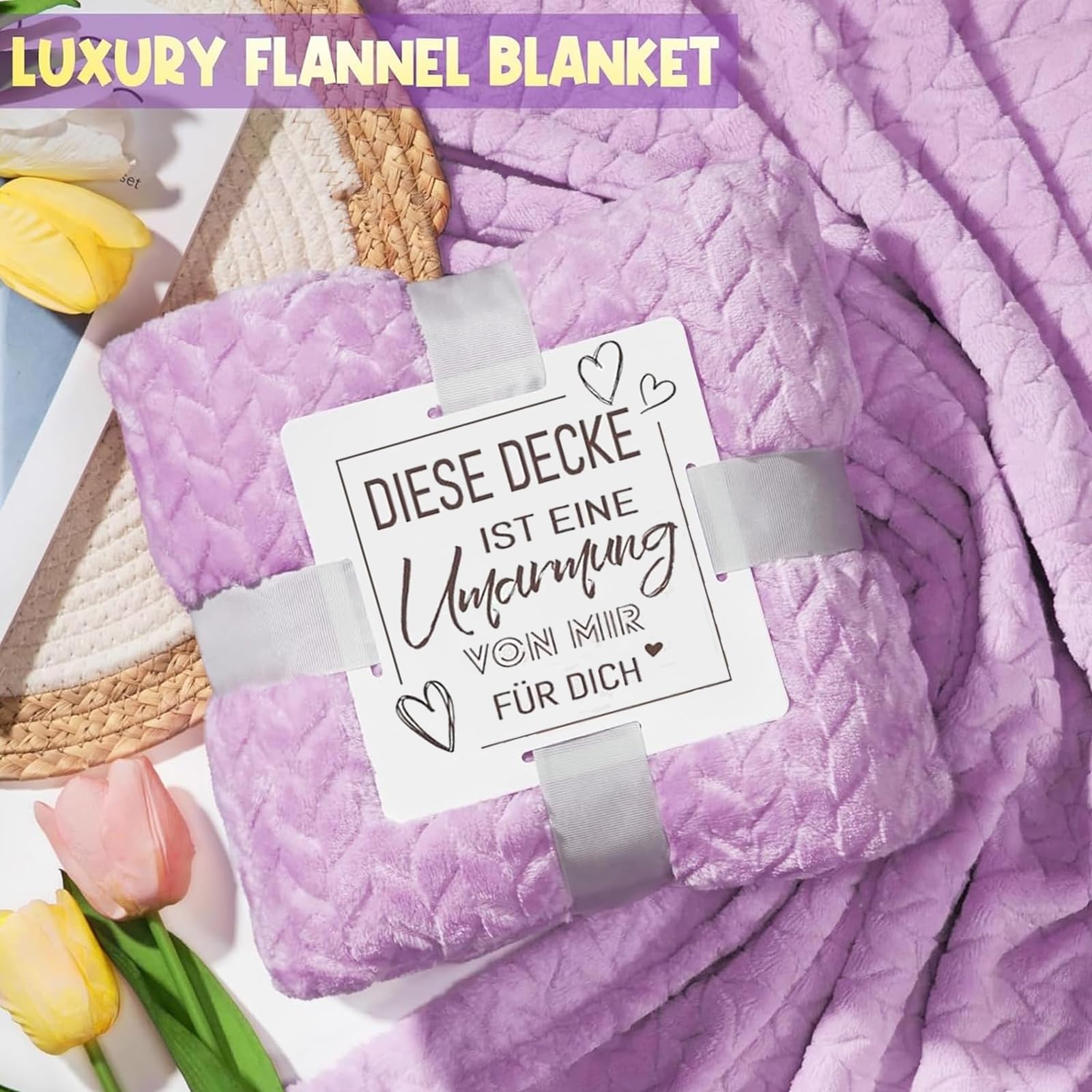 Muttertagsgeschenke für Mama - Beste Mama Geschenk für Muttertag, Geburtstag - Geschenkset mit 40OZ 1200ML Edelstahl Weinbecher und Kuscheldecke - Mutter Geschenk von Tochter ＆ Sohn