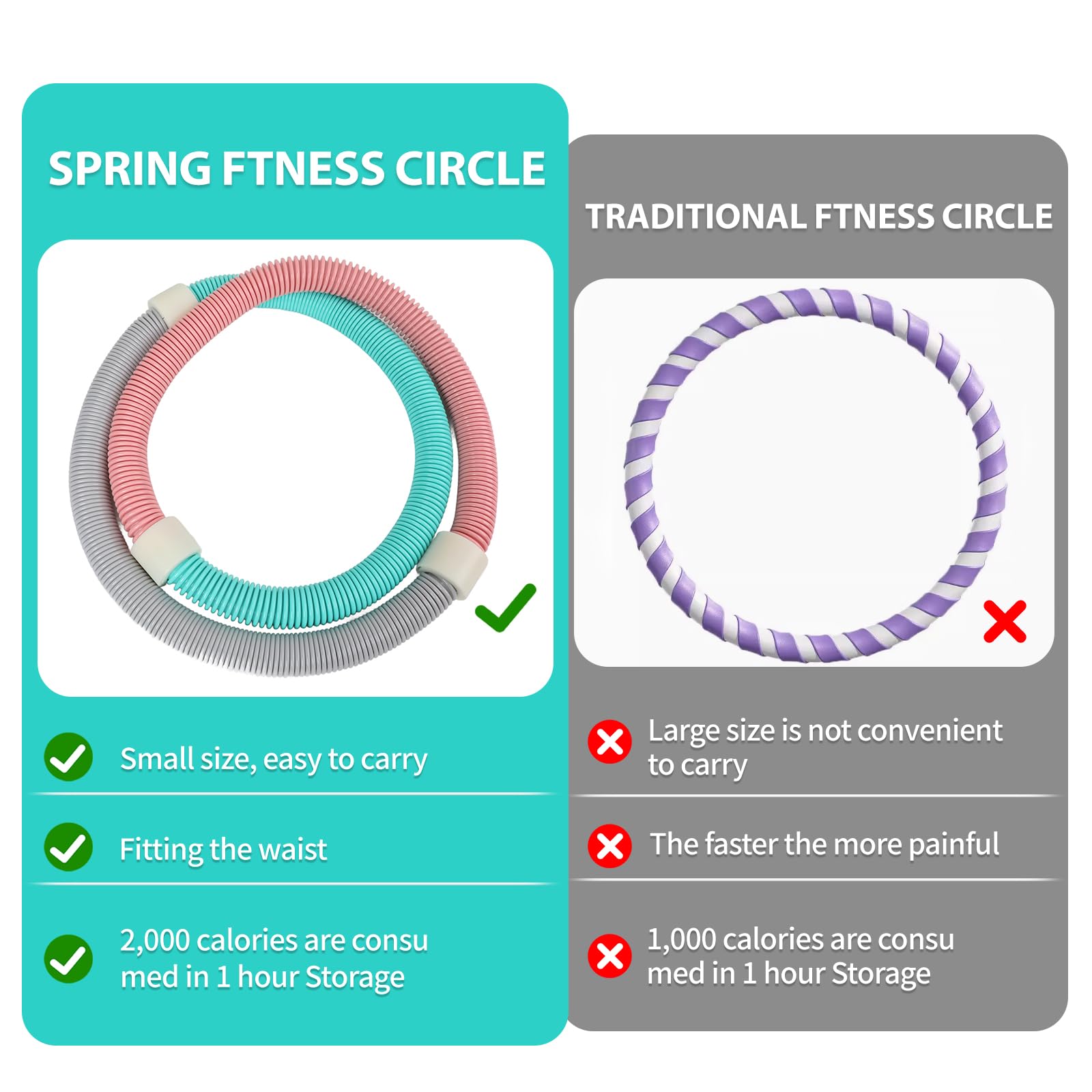 Cerceau de fitness pliable, pas de dommages à la taille, convient pour le fitness à la maison et le transport de voyage