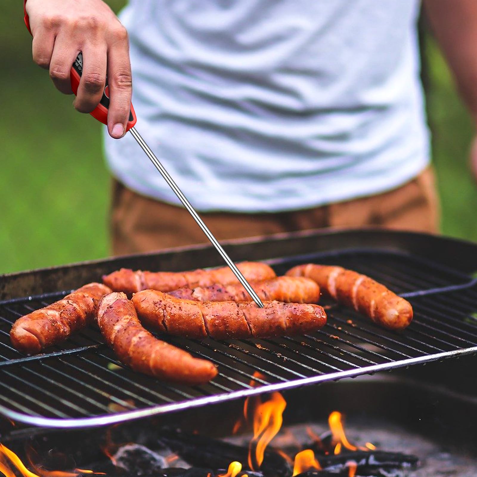 24 Pieces Instant Read Meat Thermometer Digital Cooking Food Thermometer with Waterproof Long Probe for Kitchen Food Temperature Oven Candy Frying Oil Liquid Water Grill BBQ (Mixed Color)