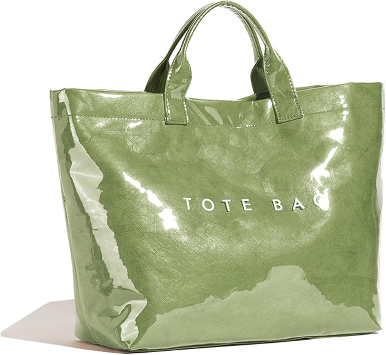 PVC Tote Bag for Women Plastic Tote Bag Letters Print Handbag Hobo Bags for Work Shopping Gift