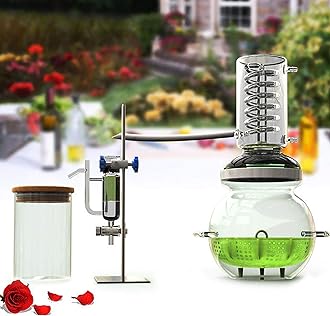 YUEWO1Gal/4Liters Crystal Essential Oil Distillation Equipment Hydrosol Extractor Machine Water Distillers Home Brewing Kit for Home Countertop (Height:420cm/165inch+Essential Oil Separator)