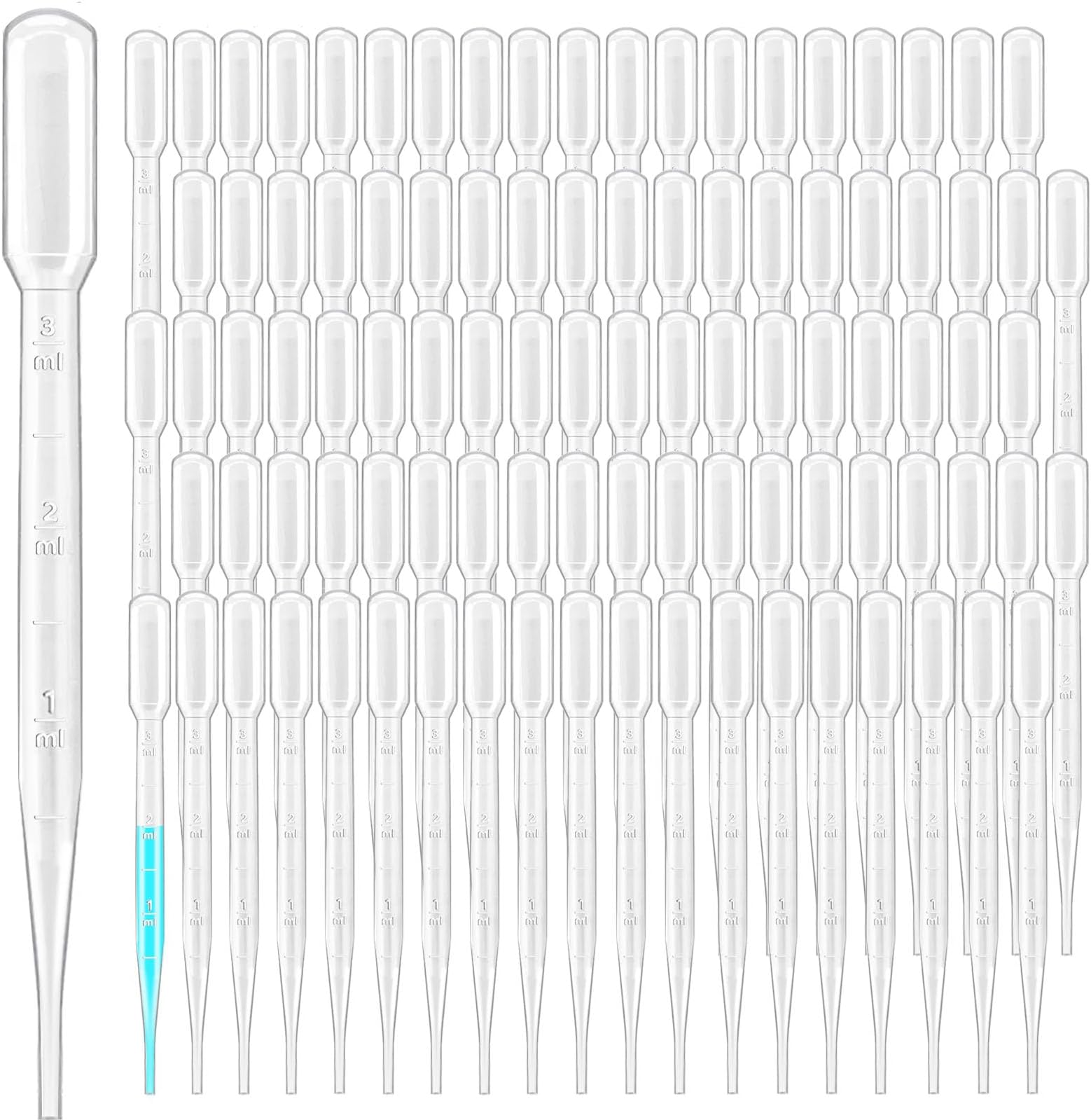 300PCS 3ML Plastic Transfer Pipettes,Disposable Graduated Transfer Pipettes Dropper for Essential Oil Mixture, Scientific Experiment, Make up Tool