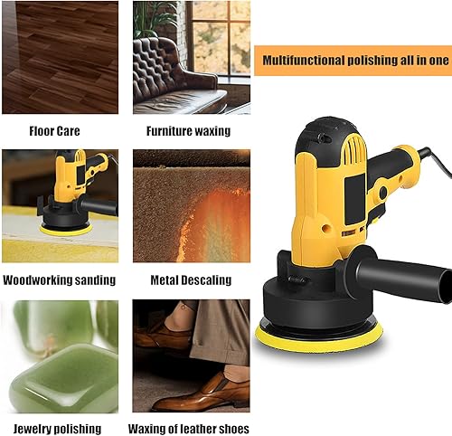 Miniatura 6 de Pulidora de búfer, pulidora de automóvil de 110 V, 700 W, 5 pulgadas, kit de pulidora de velocidad variable con 600-3700 rpm/min mango desmontable,
