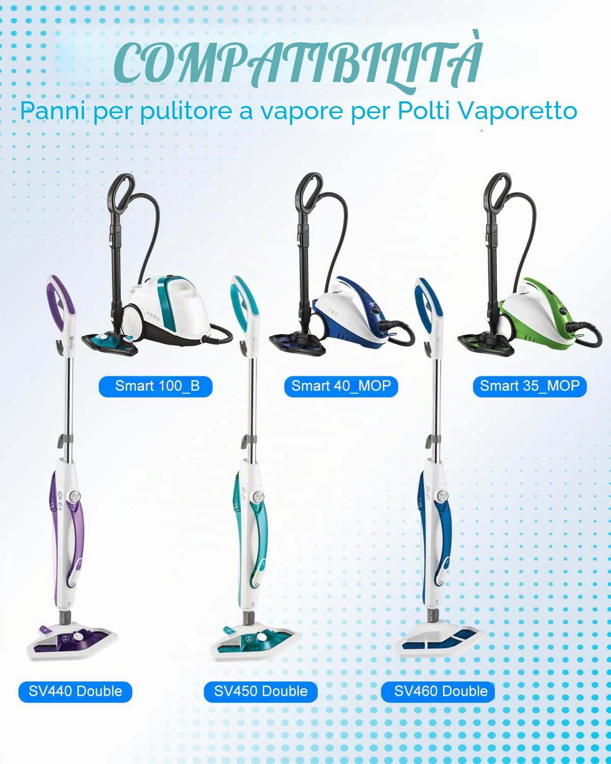 KEEPOW 8 Panni Vaporetto per Polti PAEU0332, Panni Lavabili per Polti Vaporetto SV440 Double, SV450, SV460, Smart 100 T, Smart 120, Ricambi in Microfibra Ideali e Riutilizzabili