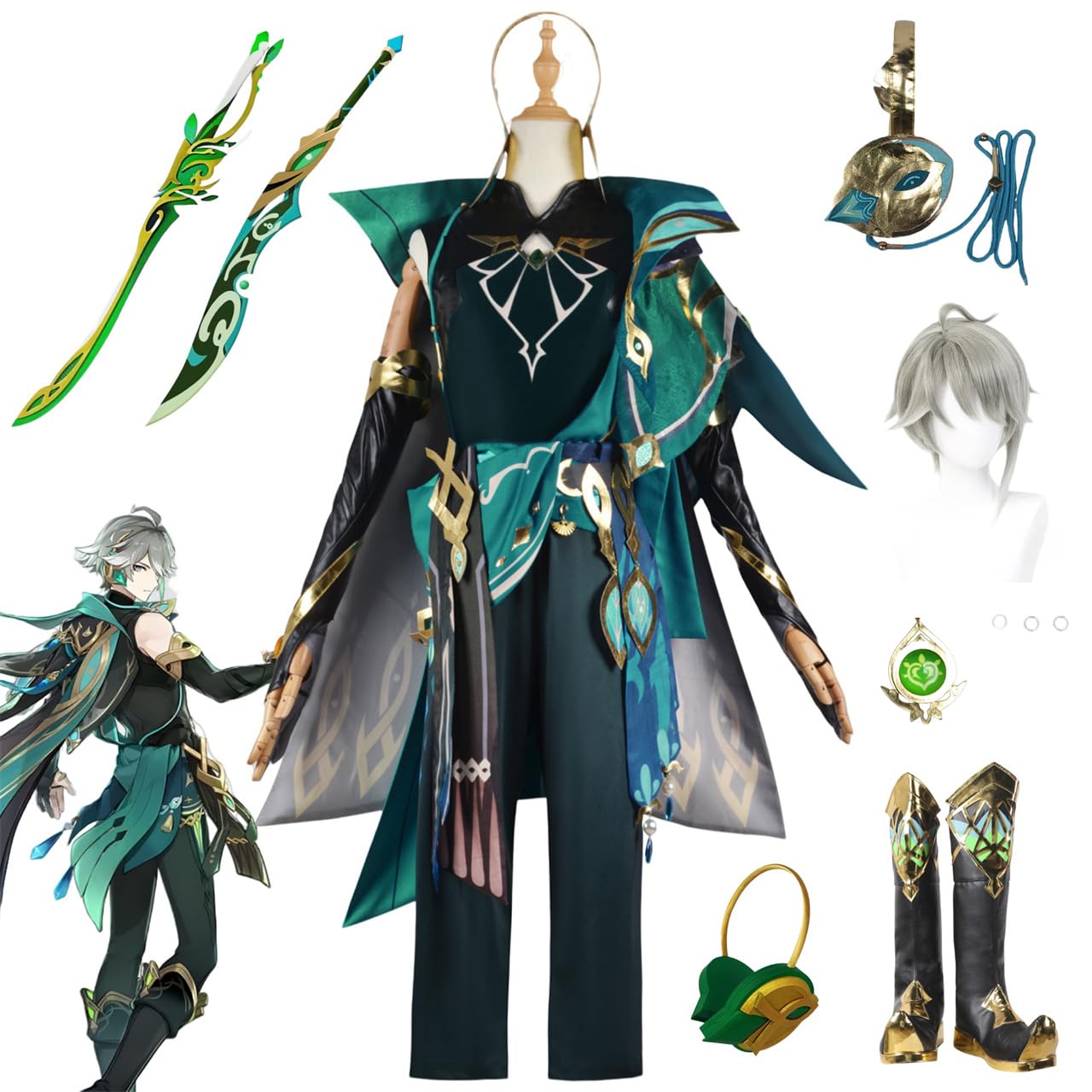 Amazon | MOSATO 原神 アルハイゼン コスプレ衣装 須弥草国 海瑟