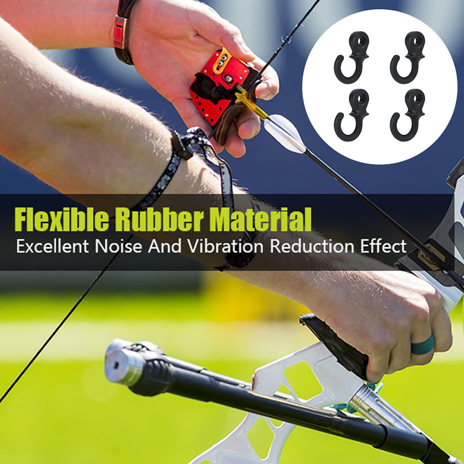Joyzan Silencieux de Queue Singe, Stabilisateur Silencieux Corde Tir à l'arc Amortisseur Vibrations d'arc Poulies Composé Arc Chaîne Amortisseurs Choc en Caoutchouc Accessoires Sport(Noir) 4pcs