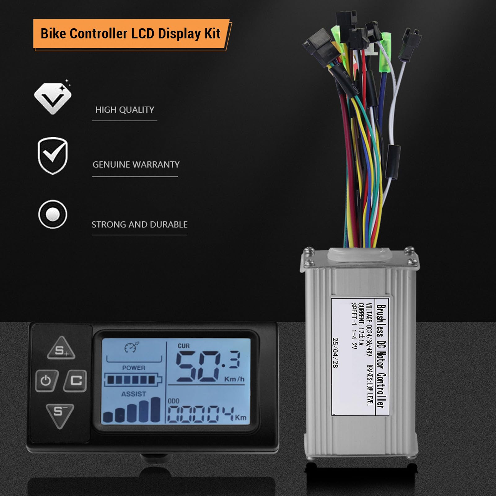 BuyWeek Kit de Contrôleur de Moteur sans Balais pour Vélo Électrique, DC 36V 48V 250W 350W 17A 3 Modes Contrôleur à Onde Sinusoïdale avec Panneau d'Affichage LCD S861 pour Trotinette Électrique
