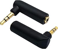 Vista 1 de Adaptador de conector de 0.138 in en ángulo recto de 90 grados, 3 polos de 0.138 in TRS Audio estéreo macho a hembra adaptador de extensión