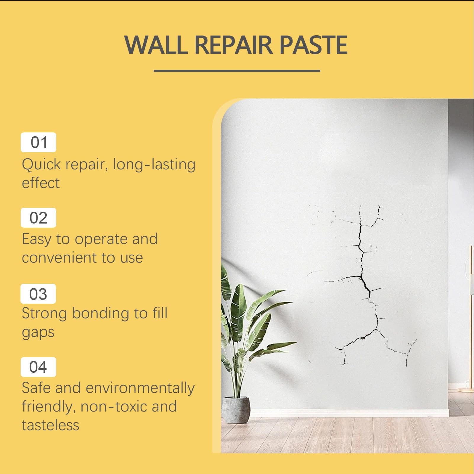 Hole Filler - 100g Quick Drying Wall Repair Paste, Ceiling & Drywall Crack, Putty, Easy DIY Patch Solution, Home Renovation for Bathroom, Balcony, Bedroom & Kitchen