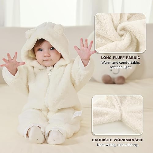 Miniatura 3 de Traje de oso para bebé recién nacido, traje de forro polar con capucha para invierno