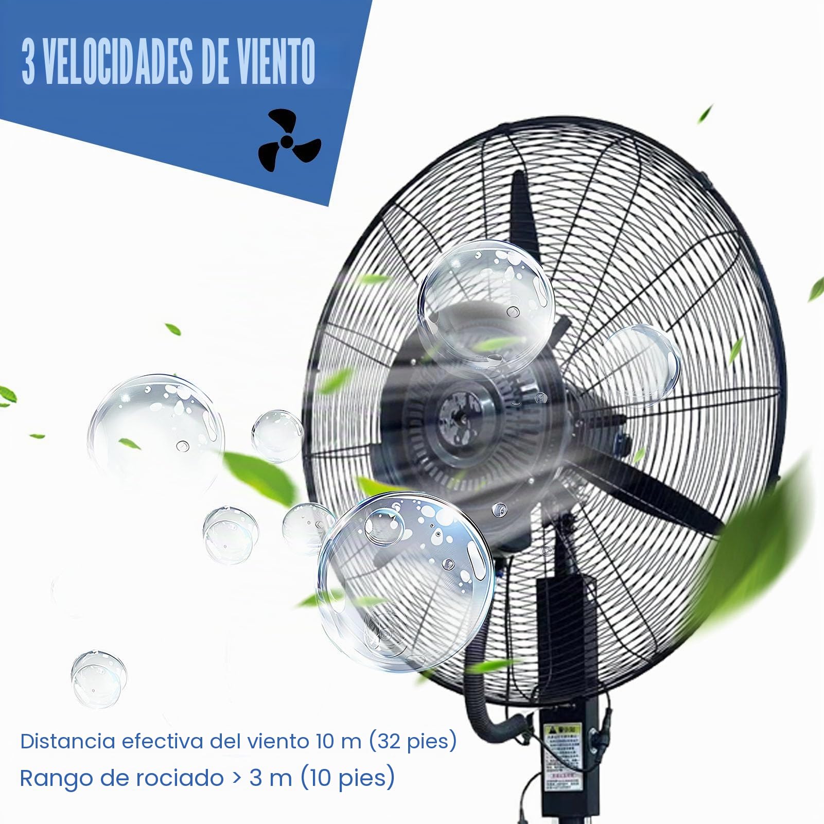 Ventilador Nebulizador De Pie con DepóSito De Agua De 42L, 3 Velocidades, Ventilador De Pedestal Exterior con Pulverizador, OscilacióN De 90°, Enfriador De Aire para Taller Garaje PéRgola
