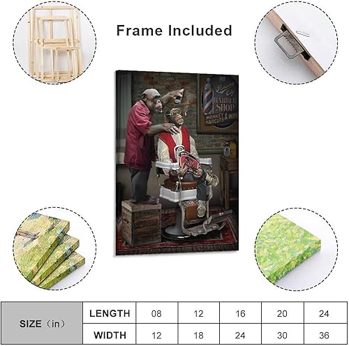Miniatura 10 de Aimeryup Póster enmarcado de cortes de pelo de mono para decoración de pared, baño, lienzo, impresiones artísticas sin marco, 24 x 36 pulgadas (23.6