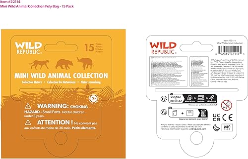 Miniatura 2 de Wild Republic Mini bolsa de polietileno de animales salvajes, regalos para niños, jirafa, guepardo, juguetes educativos, bolsa reutilizable, 12