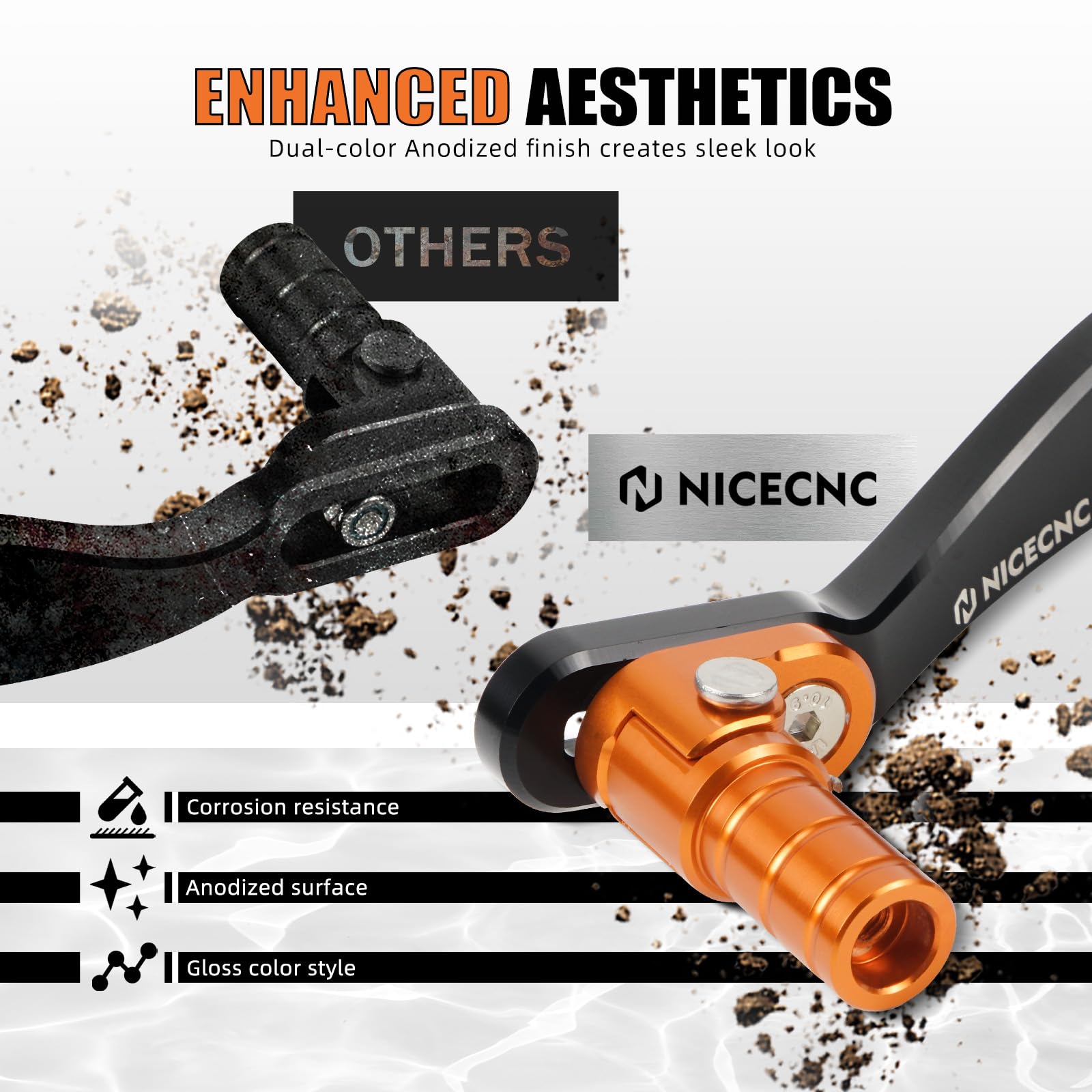 NICECNC Leva del cambio estesa regolabile compatibile con 790 Adventure R 2019-2021, 890 Adventure R/R Rally 2021-2024, compatibile con Husqvarna Norden 901 2022-2024, arancione, vedi montaggio