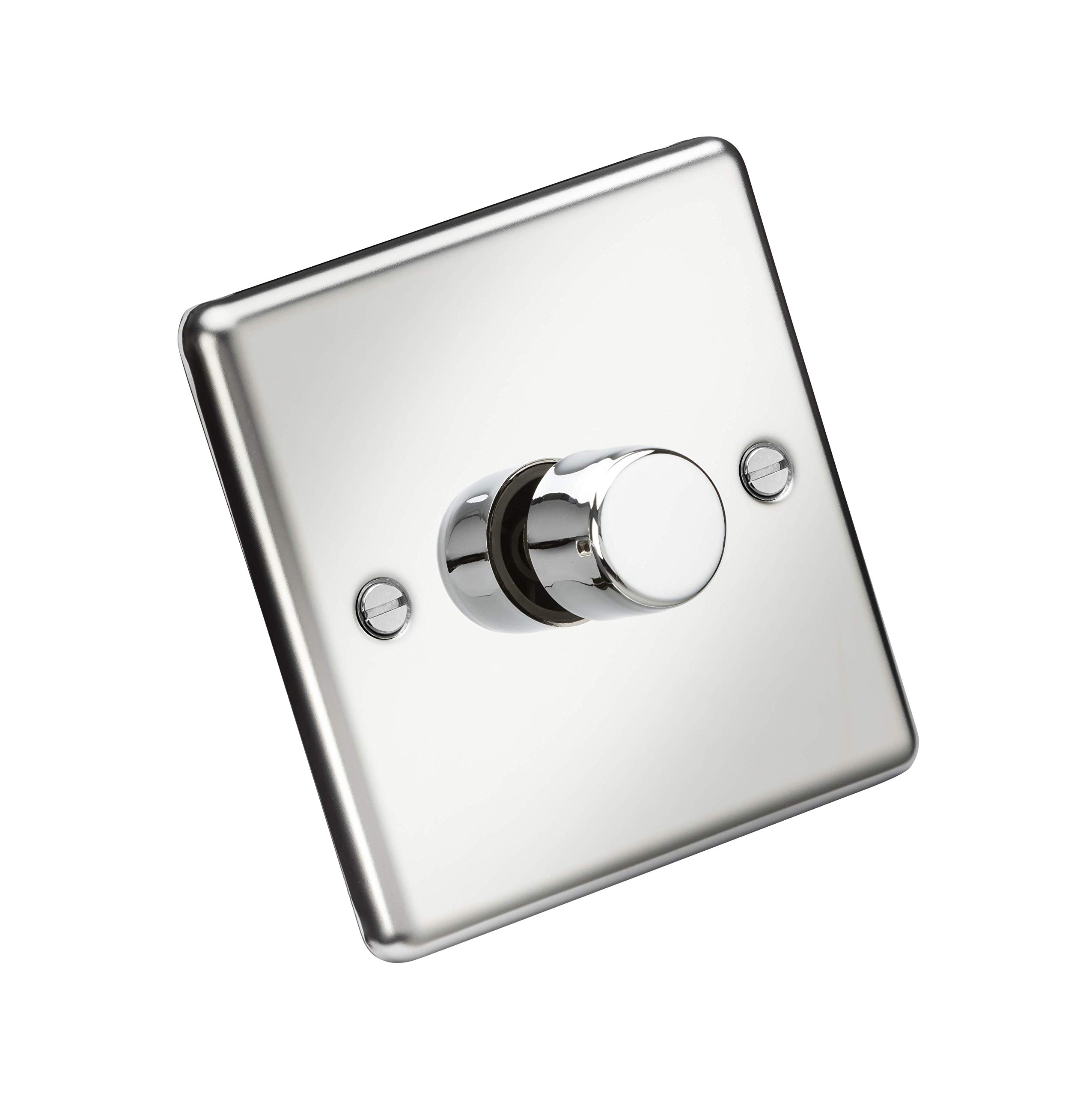 Knightsbridge Polished Chrome Cl2181pc 1G 2 Way 10-200W (5-150W Led) Trailing Edge Dimmer - Rounded Edge