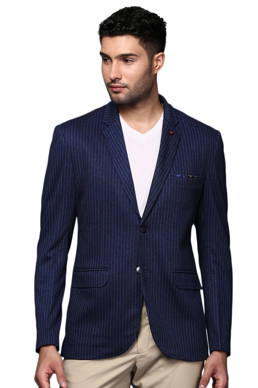 SHOWOFF Men's Striped Notched Lapel Charcoal Single Breasted Blazer-LBR-2055_Charcoal-image-31