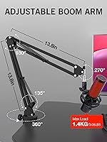 Vista 4 de QuadCast 2 Boom Arm, Mic Arm Microphone Arm for HyperX QuadCast 2 with HyperX QuadCast 2 Pop Filter, 3/8" to 5/8" Adapter, by SUNMON