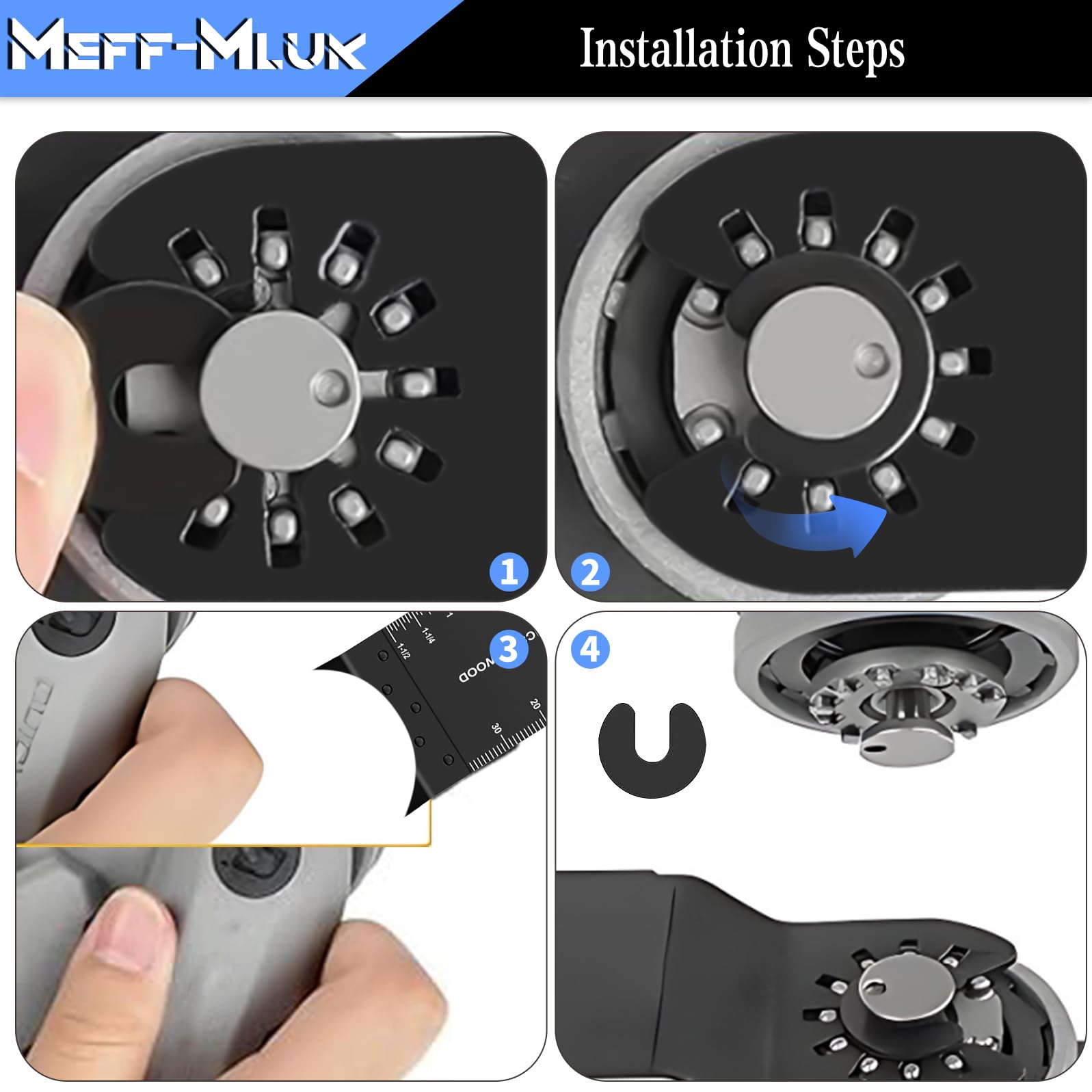 Meff-Mluk 26 cuchillas multiherramienta de dientes japoneses, cuchillas multiherramienta universales para madera, plásticos, metal, kit de hojas de sierra oscilantes de liberación rápida para