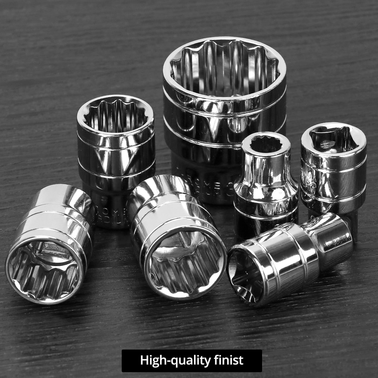 QWORK® 19 Piezas Llaves de Vaso, Llaves de Vaso Multidiente 1/2", 8-32 mm 12 Caras Juego Vasos