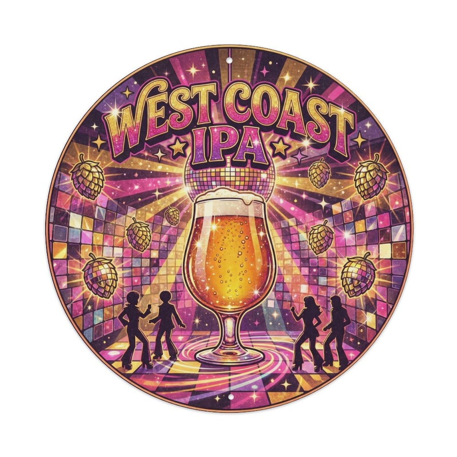 Rustic American West Coast IPA Craft Beer Barrel Brew Metal Tin Sign
