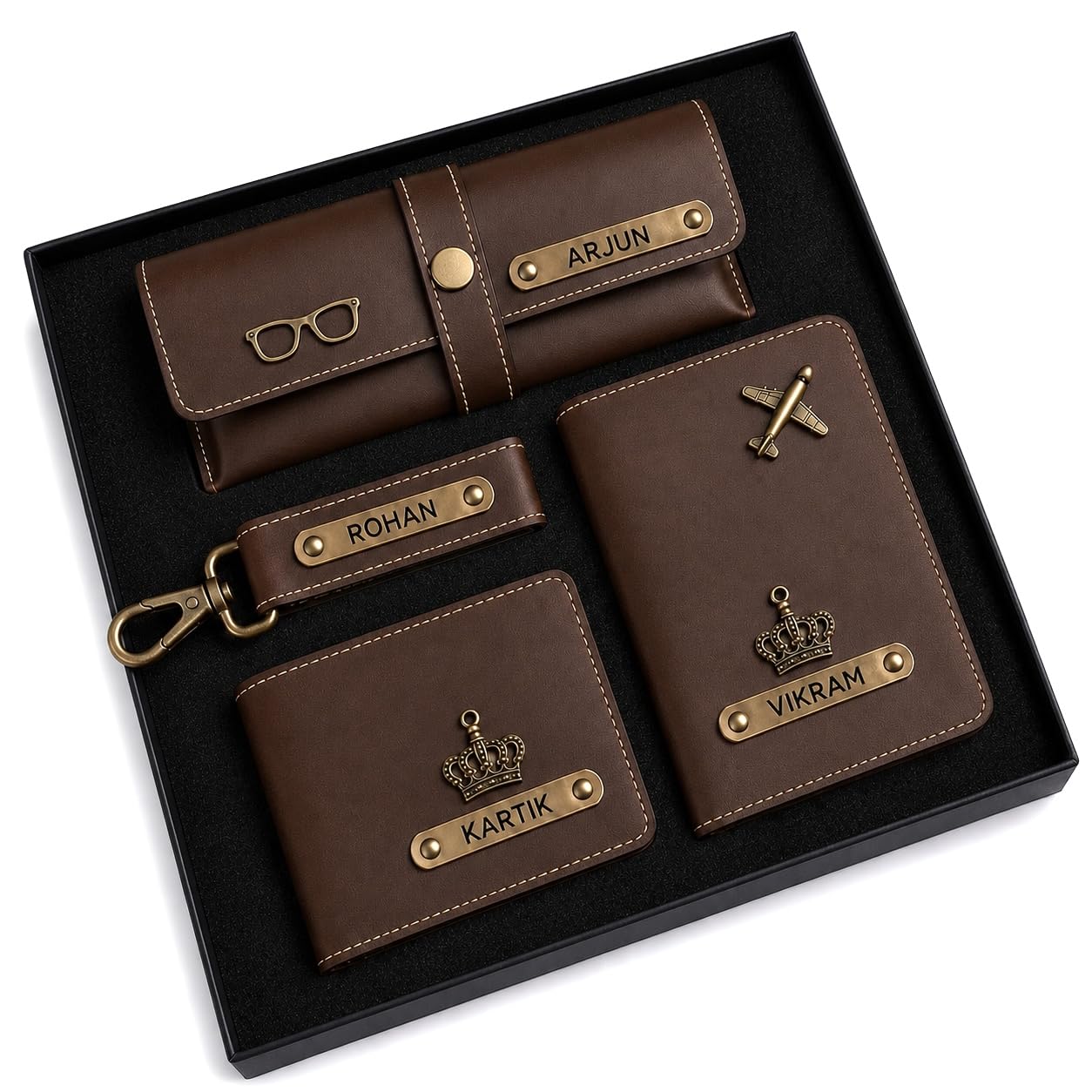 B’Code Personalized Name & Charm Leather Wallet Mens Combo Giftset (Darkbrown)| Customized Birthday Anniversary Wedding Engagement Office Gifts for Man| Gift for Men| Fathers Day Gift for Dad Father-image-13