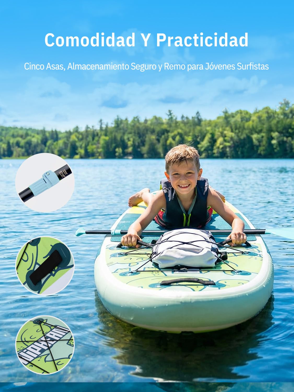 Niphean (Extra Grande) Tabla Paddle Surf Hinchable para 2+1 Personas/Familia, Paddle Surf con (Apto para Principiantes) Aleta Equilibrada, Funda Waterproof, Sup Board para Adultos, Regalo